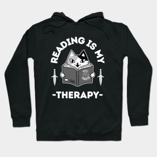 Reading Is My Therapy.Cat Reading Hoodie